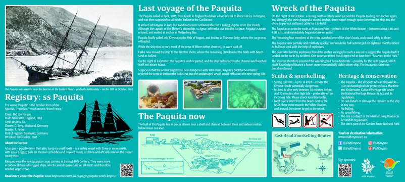 Knysna Museum posters: the wreck of the Paquita at the Knysna Heads